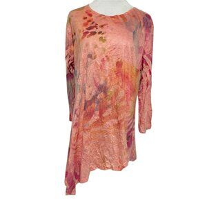 Jess & Jane Size XL  Top Blouse Knit Top Tunic Abstract Art to Wear Boho